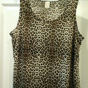 Faded Glory Leopard Tank Top- Plus Size
